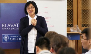 Winnie Yip speaks to a class of students at BSG