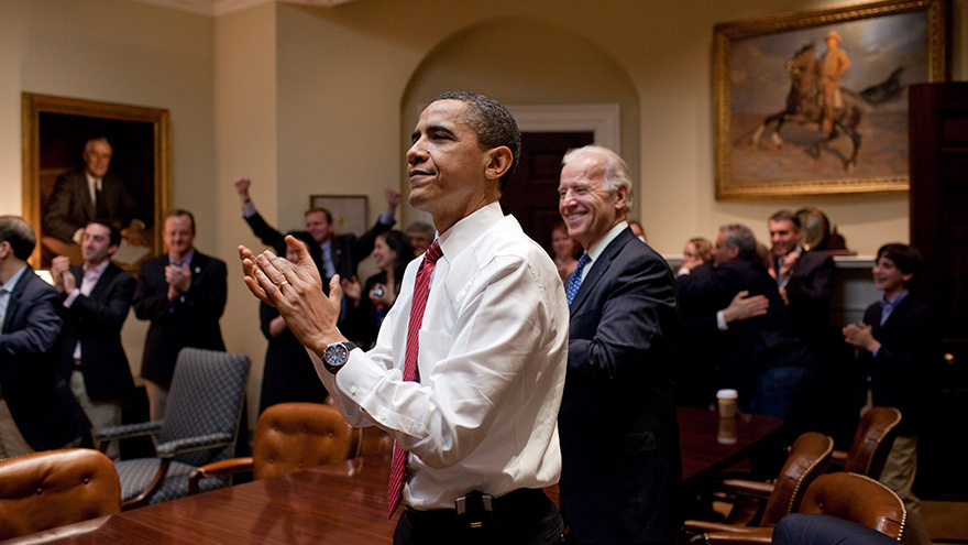 President Obama reacts to the passing of Healthcare bill 