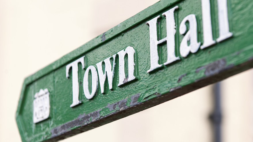 Town Hall sign