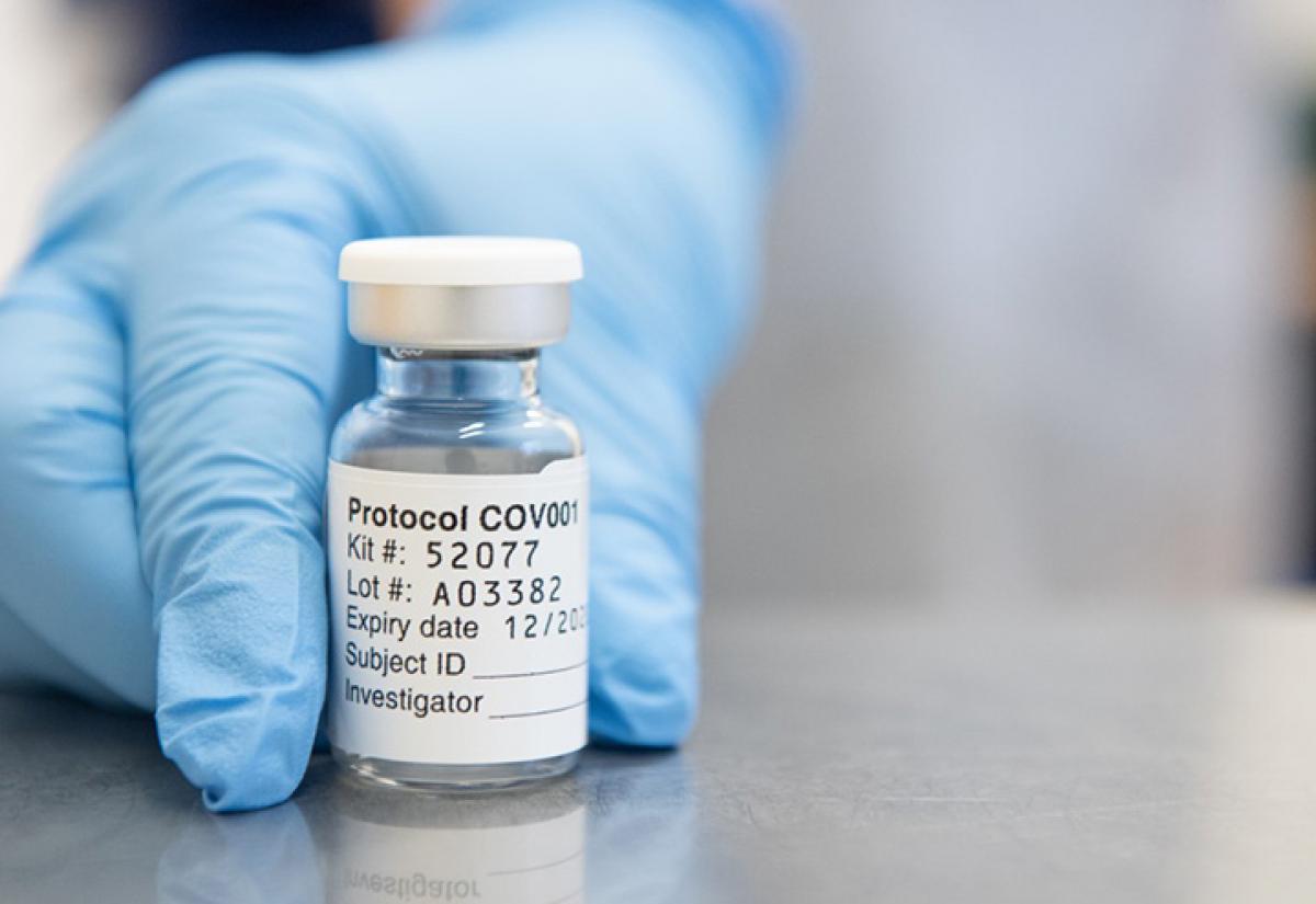 Vial of the Oxford COVID-19 vaccine