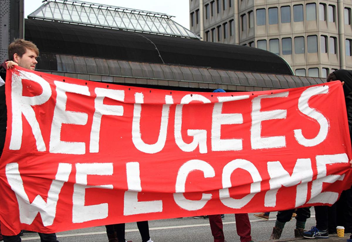 Demonstration in Hamburg, Germany the day after the attacks in Paris. Photo by Rasande Tyskar on Flickr.