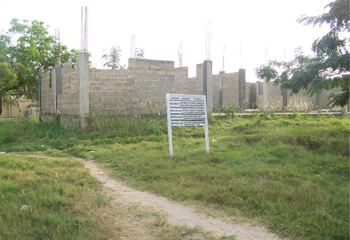 An unfinished school building in Ghana